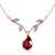 Galaxy Gold  14k Solid White Rose Yellow Gold Necklace with Genuine Diamonds and Pear Shaped Natural Garnet (rose-gold, 20)