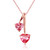 14K Solid White Rose Yellow Gold Pendant Necklace with Natural Genuine Pink Topaz Peridot - Double Heart - High Polished Brilliant Cut - Grade AAA (20, Rose-Gold)