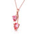 14K Solid White Rose Yellow Gold Pendant Necklace with Natural Genuine Pink Topaz Peridot - Double Heart - High Polished Brilliant Cut - Grade AAA (20, Rose-Gold)