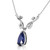 Galaxy Gold  1.52 CTW 14k 24" Solid White Gold Drop Necklace with Genuine Diamonds and Pear-shaped Natural Sapphire