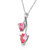 14K Solid White Rose Yellow Gold Pendant Necklace with Natural Genuine Pink Topaz Peridot - Double Heart - High Polished Brilliant Cut - Grade AAA (20, White-Gold)