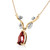 Galaxy Gold  14k Solid White Rose Yellow Gold Necklace with Genuine Diamonds and Pear Shaped Natural Garnet (yellow-gold, 14k)