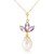 Galaxy Gold  14k 24" Yellow Gold Necklace with Pearl and Tanzanites