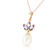 Galaxy Gold  14k 24" Yellow Gold Necklace with Pearl and Tanzanites