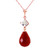 Galaxy Gold  9.3 CTW 14k 20" Solid Rose Gold Necklace Dyed Briolette Ruby White Topaz Pendant