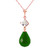 Galaxy Gold  9.3 CTW 14k14" Solid Rose Gold Necklace with Dyed Briolette Emerald and Natural White Topaz Pendant