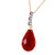 Galaxy Gold  8.95 ct 14k 24" Solid Gold Necklace Diamond Dyed Briolette Drop Ruby