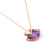 Galaxy Gold  14k 24" Rose Gold Modern Heart Necklace with Natural Diamonds and Amethysts