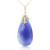 Galaxy Gold  14k14" Yellow Gold Necklace with Briolette 31x16 mm Deep Blue Chalcedony