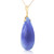 Galaxy Gold  14k 22" Yellow Gold Necklace with Briolette 31x16 mm Deep Blue Chalcedony