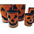 Set of 5 Orange and Black Jack-O-Lantern Pumpkin Container Halloween Decor 8"
