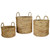 Set of 3 Round Natural Woven Water Hyacinth Storage Baskets 15.5"