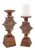 Set of 2 Brown Snowflake Christmas Pillar Candle Holders 13"