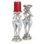 Set of 2 Silver Deer Christmas Pillar Candle Holders 14.25"