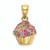 Finejewelers 14k Yellow Gold 3d Cupcake Charm with Colored Bead Icing