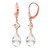 14k Solid Rose Gold Leverback Earrings with White Topaz