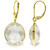 14K Yellow Gold Leverback Earrings with Checkerboard Cut Round White Topaz