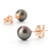14K Solid Rose Gold Stud Earrings with Natural Black pearl