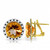 14k Solid Gold Stud French Clips Earrings Black / White Diamonds & Citrines