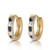14k Yellow Gold Natural White Topaz and Sapphire Hoop Huggie Earrings