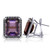 14k Solid White Gold Stud French Clips Earrings Diamonds & Amethysts