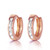 14k Rose Gold Hoop Huggie Earrings with White Topaz