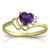 14k Solid Gold Amethyst with Diamond Heart Ring - Size 7