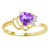 14k Solid Gold Amethyst with Diamond Heart Ring - Size 7