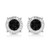 Women's Sterling Silver Round Black Diamond Flower Shaped Stud Earrings