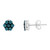 Women's Sterling Silver Black and Blue Diamond Floral Stud Earrings - 0.5 Carat