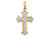 FJC Finejewelers 14k Yellow Gold with with Rhodium Cross Bright Cut Center Yellow Outline Arrow Tips Charm K9421A