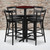 5pc Black and Burgundy Mahogany Laminate Round Dining Set with Ladder Back Barstools 42"