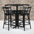 5pc Black Round Dining Set with Ladder Back Barstools 42"