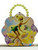 Tinkerbell Tin Box Carry All Flower Shaped Purse with Beaded Handle - Yellow