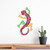 11.75"  Red Floral Metal Lizard Outdoor Wall Hanging