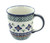Blue Rose Polish Pottery Mosaic Flower Plain Coffee Mug
