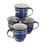 Blue Rose Polish Pottery Grapes 4 Piece Mug Set with Cobalt Trim