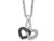 1/10 Carat (ctw) Black & White Diamond Double Heart Pendant Necklace in Sterling Silver with Chain