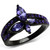 Women's Black Ion Plated Stainless Steel Ring with Tanzanite Crystals - Size 8