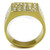Men's Gold IP Stainless Steel Ring with Round Clear Top Grade Crystals - Size 9