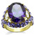 Women's Gold IP Stainless Steel Ring with Amethyst and Clear CZ Stones - Size 5
