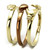 Set of 3 Women's Gold and Light Brown Ion Plated Stainless Steel Rings, Size 5