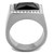 Men's Stainless Steel Ring with Black Jet Synthetic Onyx and Clear Stones - Size 8