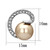 Women's High Polished Stainless Steel Earrings with Brown Synthetic Pearl