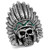 Men's High Polished Stainless Steel Skull Design Ring with Emerald Crystals - Size 9 (Pack of 2)