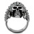 Men's High Polished Stainless Steel Skull Design Ring with Emerald Crystals - Size 9 (Pack of 2)