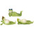 Set of 3 Green Sunbathing Spring Frog with Goggle Figurines 5"