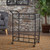35.75" Clear and Black Contemporary Bar Cart with Wheels
