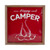 14" Red and White Happy Camper Metal Wall Art