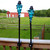 Sunnydaze Outdoor Adjustable Height Glass and Metal Swirl Patio and Lawn Torch Set - Blue - 2pk